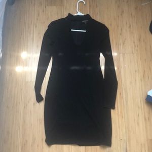 Black front cutout express mid length dress